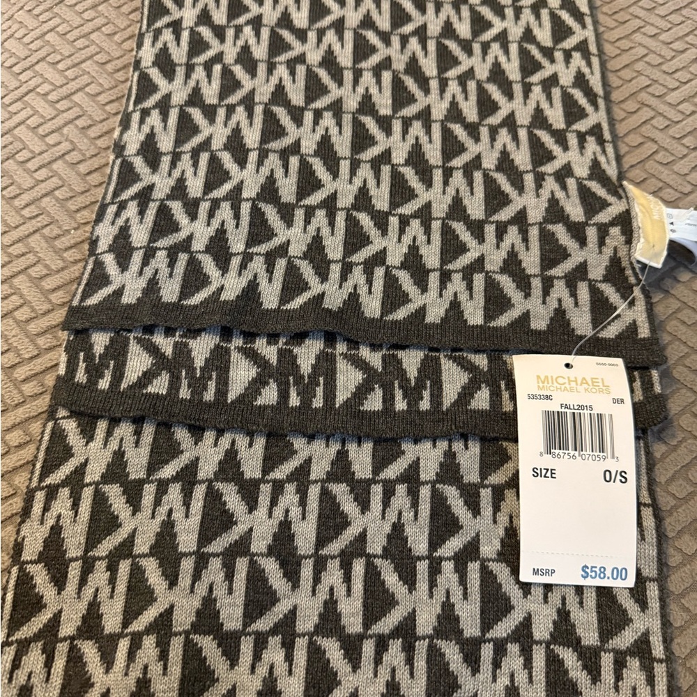 Michael Kors Black and Gray Signature Scarf